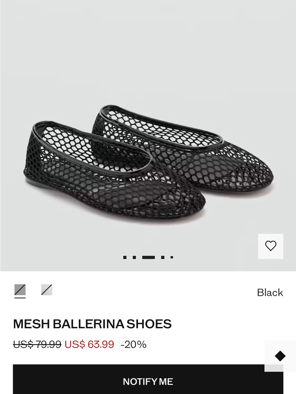 Mango Black Mesh Slingback Flats - Picture 4 of 4